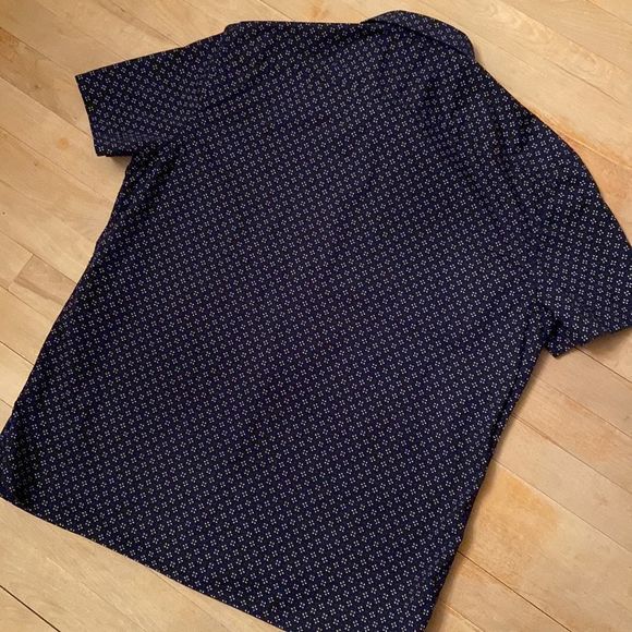 PERRY ELLIS Navy Floral Print Button Down Shirt - Picture 7 of 10